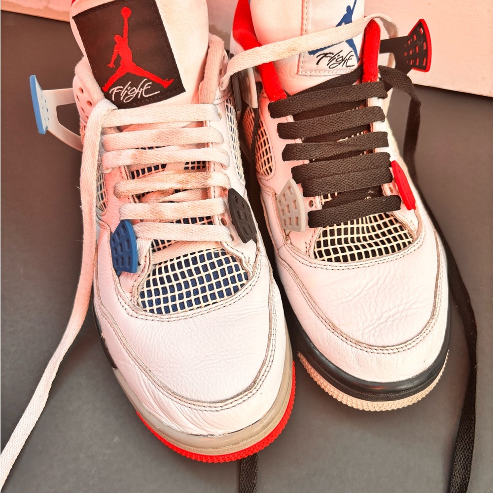 Jordan Kids White, Black, and Red Sneakers